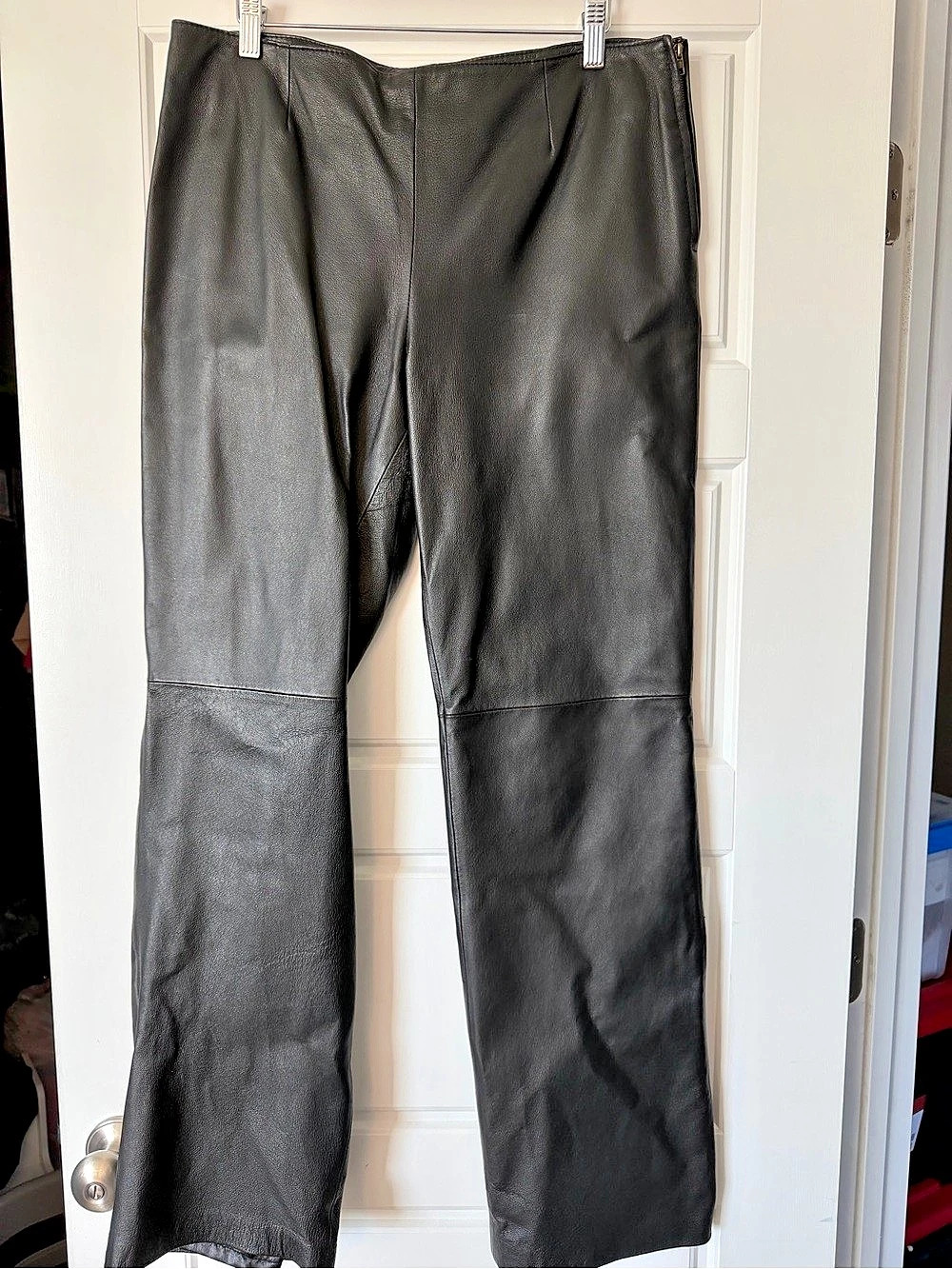 Vintage The Clio Black Leather Straight Leg Pants Size 12